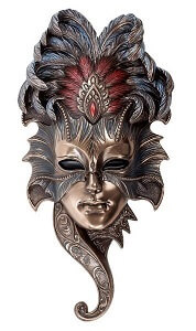 VÆGDEKORATION. Bronzebelagt venetianske maske